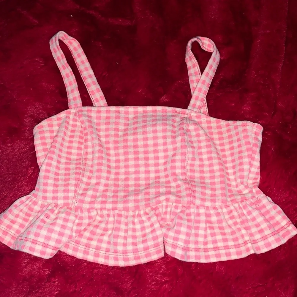 Pink and Yellow TopShop Crop Top Gingham - Picture 1 of 3